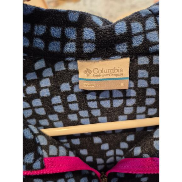 Columbia Women's Size Small Fleece 1/4 Zip Pullover Blue Geometric Pattern - Picture 3 of 7